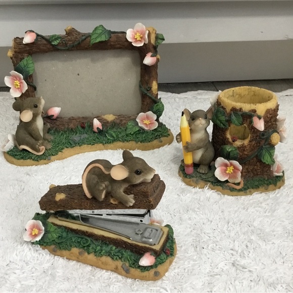 Charming Tails Fitz and Floyd “ Office Gifts” set Stapler Frame Pencil Holder - Picture 1 of 7
